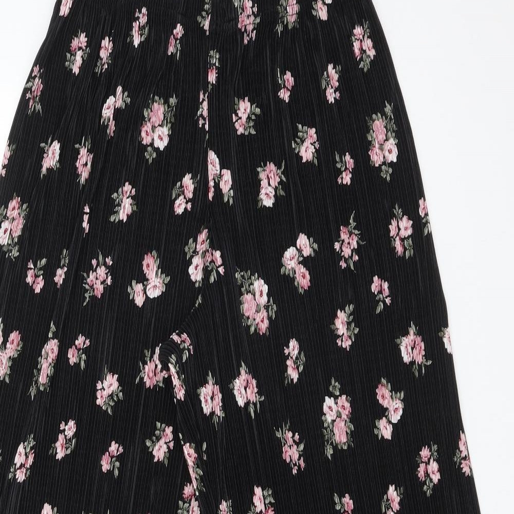 New Look Womens Black Floral Polyester Trousers  Size 10 L21 in Regular