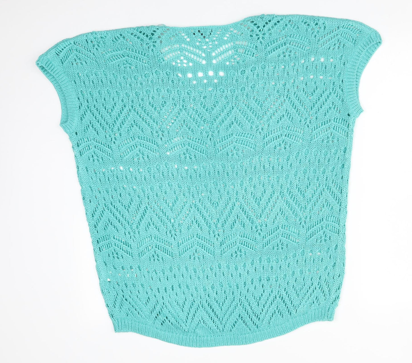 F&F Womens Green Geometric Acrylic Basic T-Shirt Size 10 V-Neck