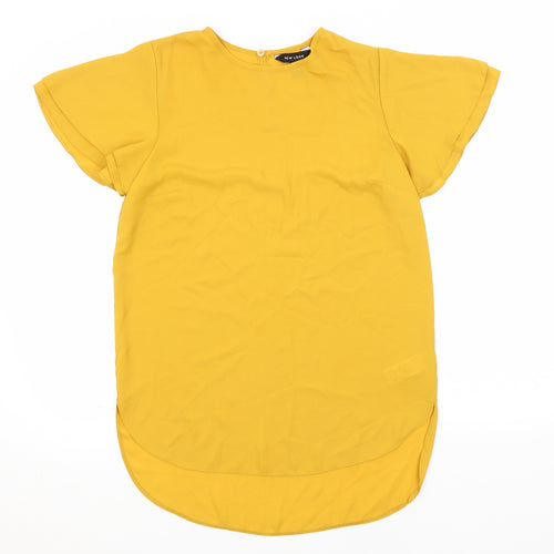 New Look Womens Orange  Polyester Basic T-Shirt Size 8 Round Neck