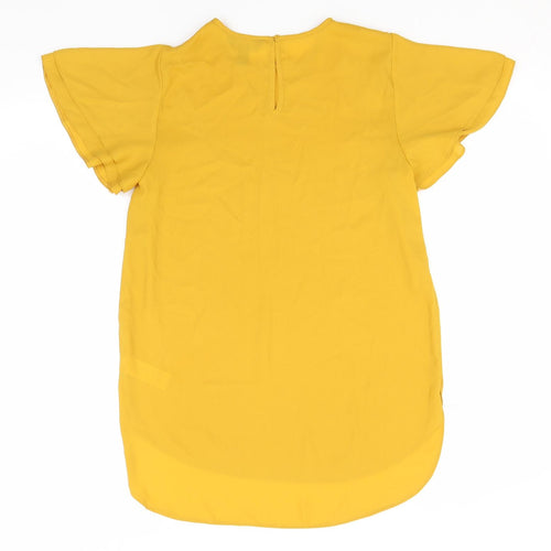 New Look Womens Orange  Polyester Basic T-Shirt Size 8 Round Neck