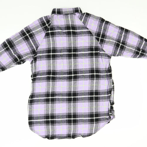 H&M Boys Blue Plaid Cotton Basic Button-Up Size 12 Years Collared