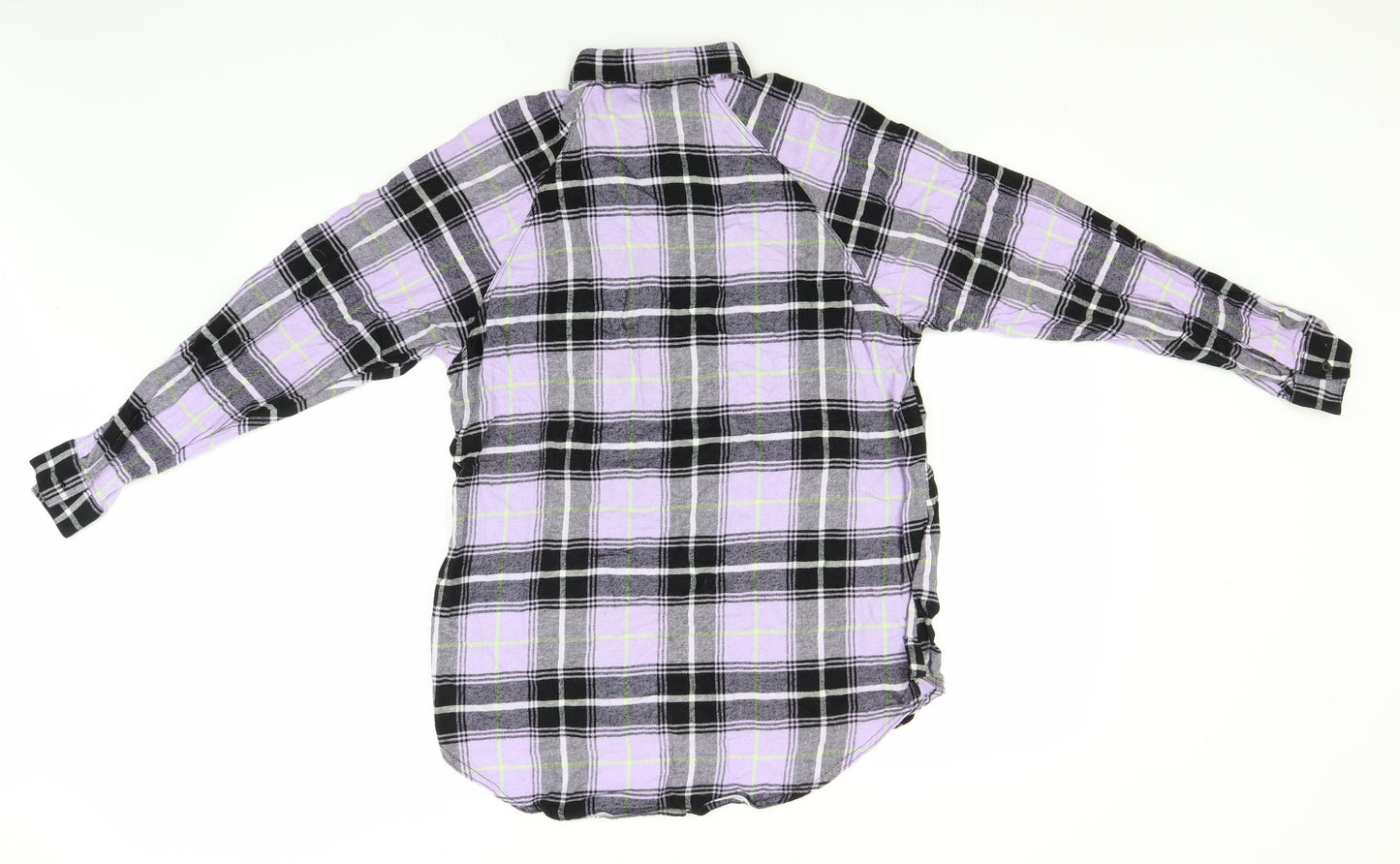 H&M Boys Blue Plaid Cotton Basic Button-Up Size 12 Years Collared