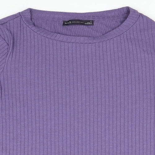 Marks and Spencer Womens Purple Round Neck  Polyester Pullover Jumper Size 10