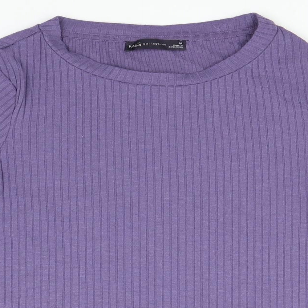 Marks and Spencer Womens Purple Round Neck  Polyester Pullover Jumper Size 10