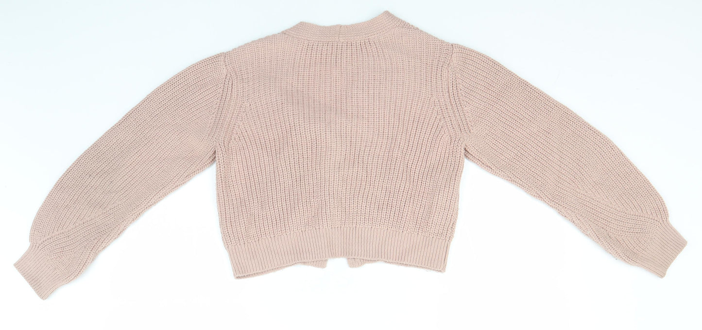 New Look Girls Beige V-Neck  Acrylic Cardigan Jumper Size 12-13 Years