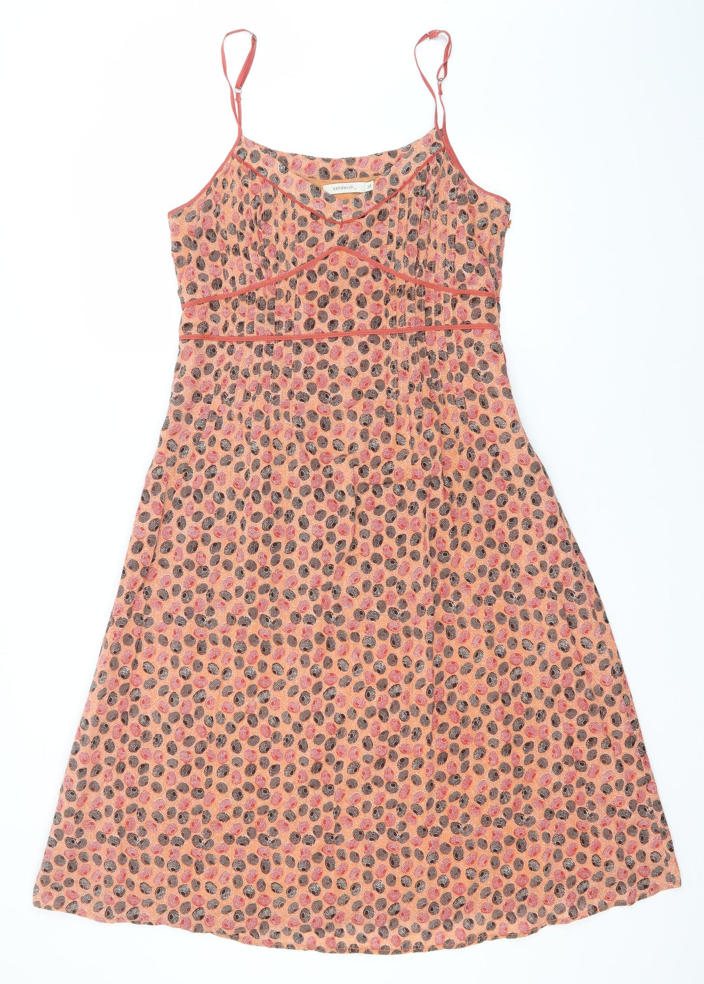 Sandwich Womens Brown Floral Cotton A-Line  Size 10  V-Neck