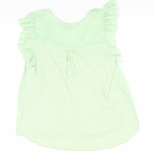 H&M Womens Green  Polyester Basic T-Shirt Size M V-Neck
