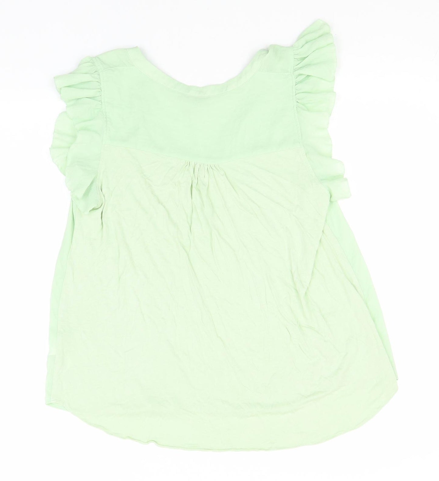 H&M Womens Green  Polyester Basic T-Shirt Size M V-Neck