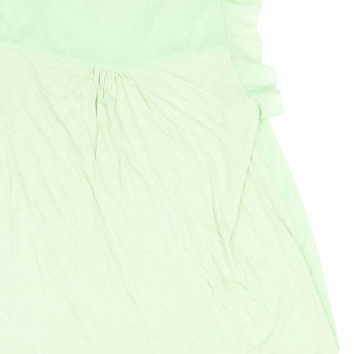 H&M Womens Green  Polyester Basic T-Shirt Size M V-Neck
