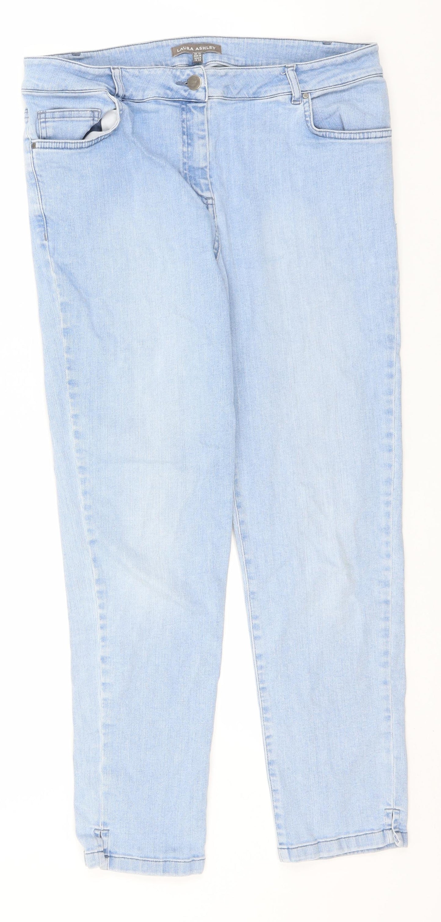 Laura Ashley Womens Blue  Cotton Straight Jeans Size 12 L26 in Regular