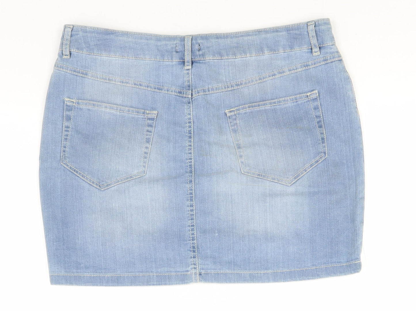 F&F Womens Blue  Cotton Straight & Pencil Skirt Size 12