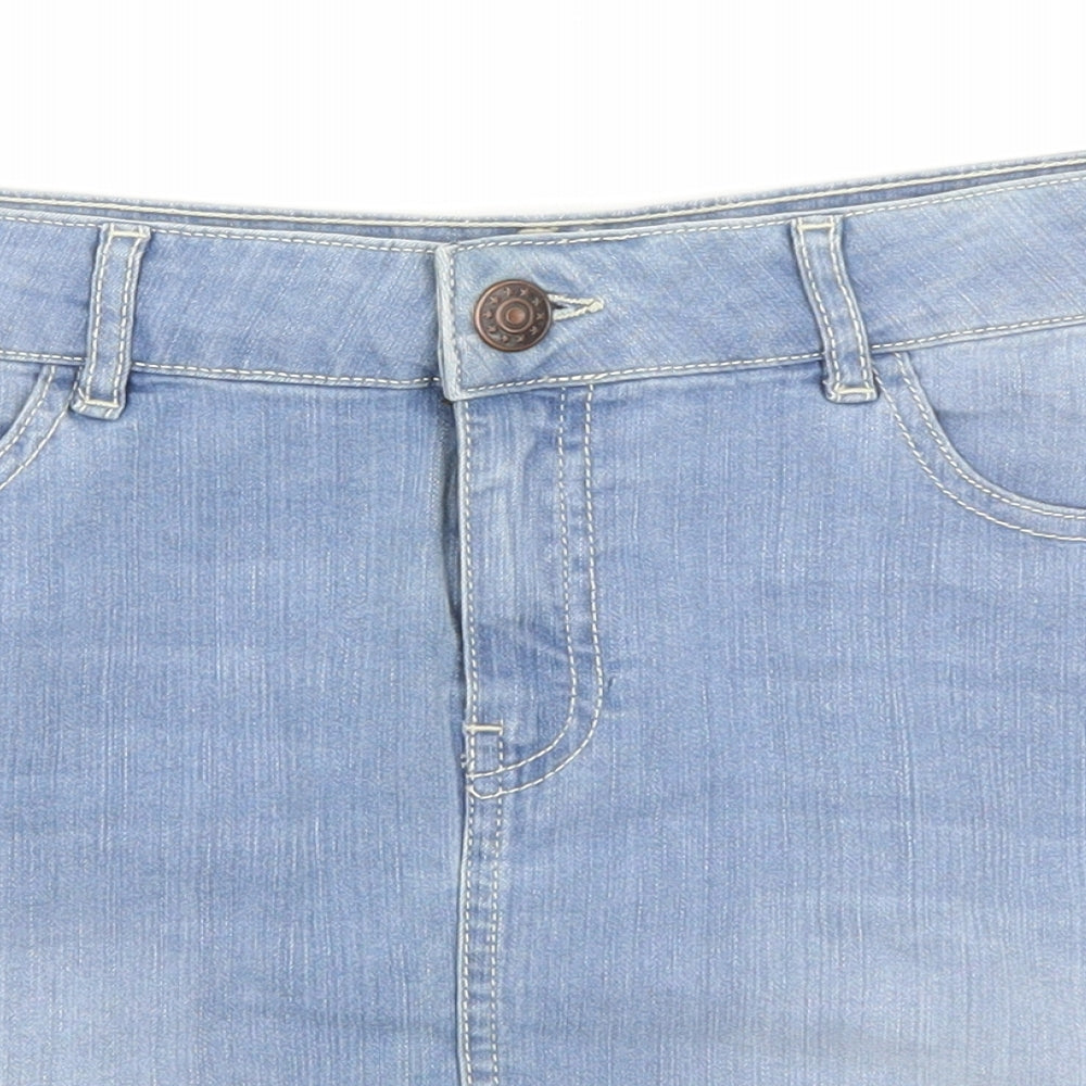 F&F Womens Blue  Cotton Straight & Pencil Skirt Size 12