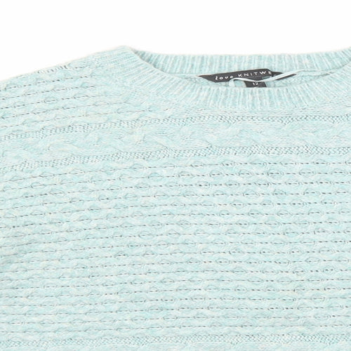 Bonmarché Womens Grey Round Neck  Acrylic Pullover Jumper Size 12