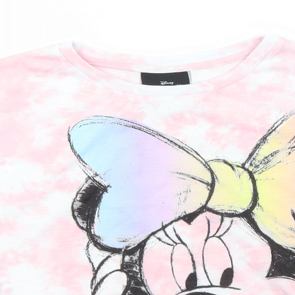 Disney Girls Pink  Polyester Basic T-Shirt Size 6 Years Round Neck  - Minnie Mouse