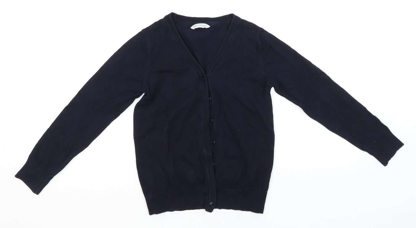 F&F Girls Blue V-Neck  Cotton Cardigan Jumper Size 8-9 Years   - School