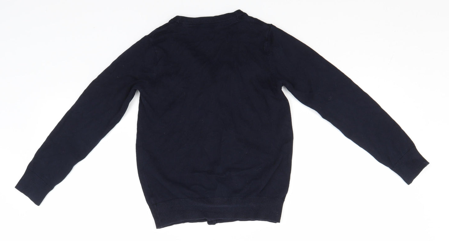 F&F Girls Blue V-Neck  Cotton Cardigan Jumper Size 8-9 Years   - School