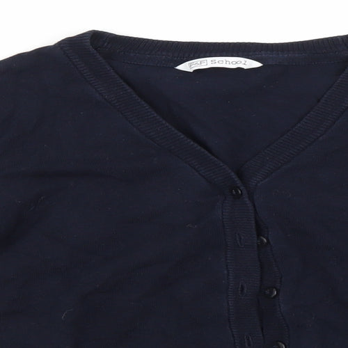 F&F Girls Blue V-Neck  Cotton Cardigan Jumper Size 8-9 Years   - School