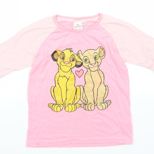 Disney Girls Pink Solid Polyester Top Pyjama Top Size 6-7 Years   - Lion King
