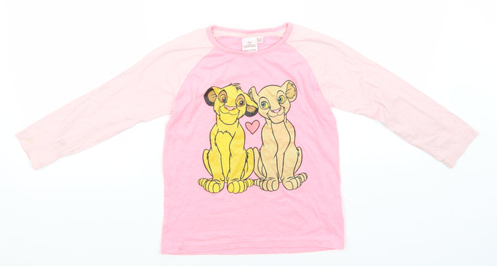 Disney Girls Pink Solid Polyester Top Pyjama Top Size 6-7 Years - Lion King