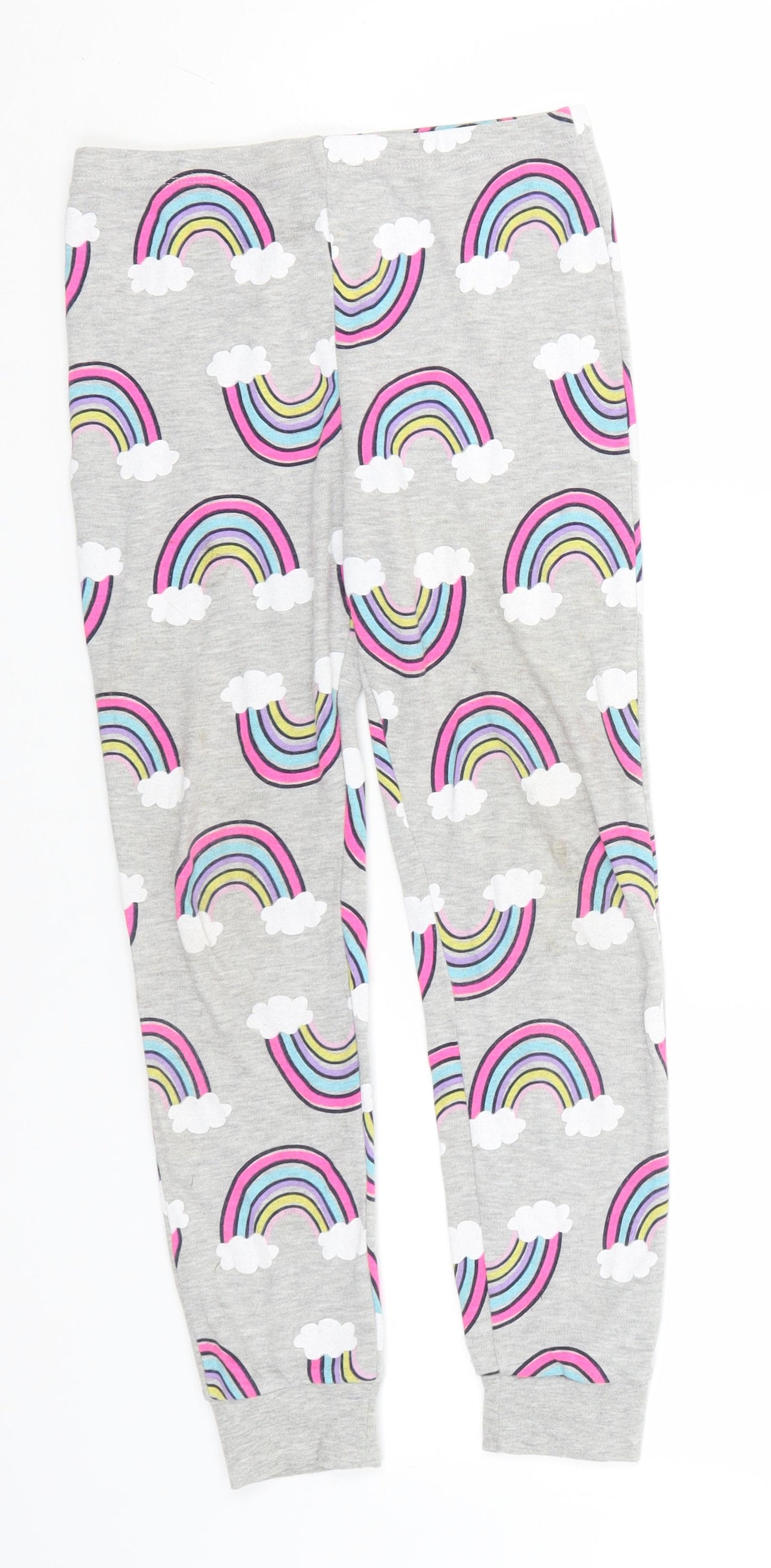 George Girls Grey Geometric Polyester  Pyjama Pants Size 8-9 Years   - Rainbows