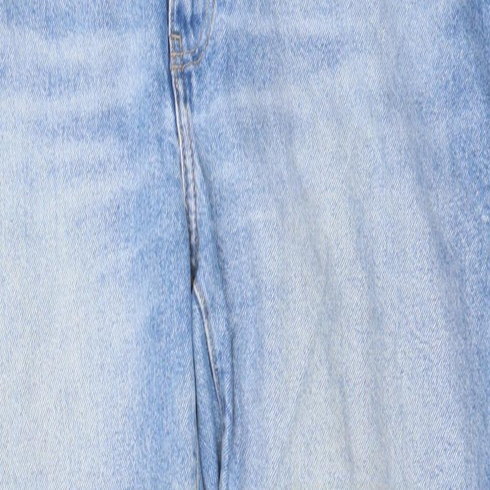 Bershka Womens Blue  Cotton Straight Jeans Size 14 L29 in Regular  - The Baggy