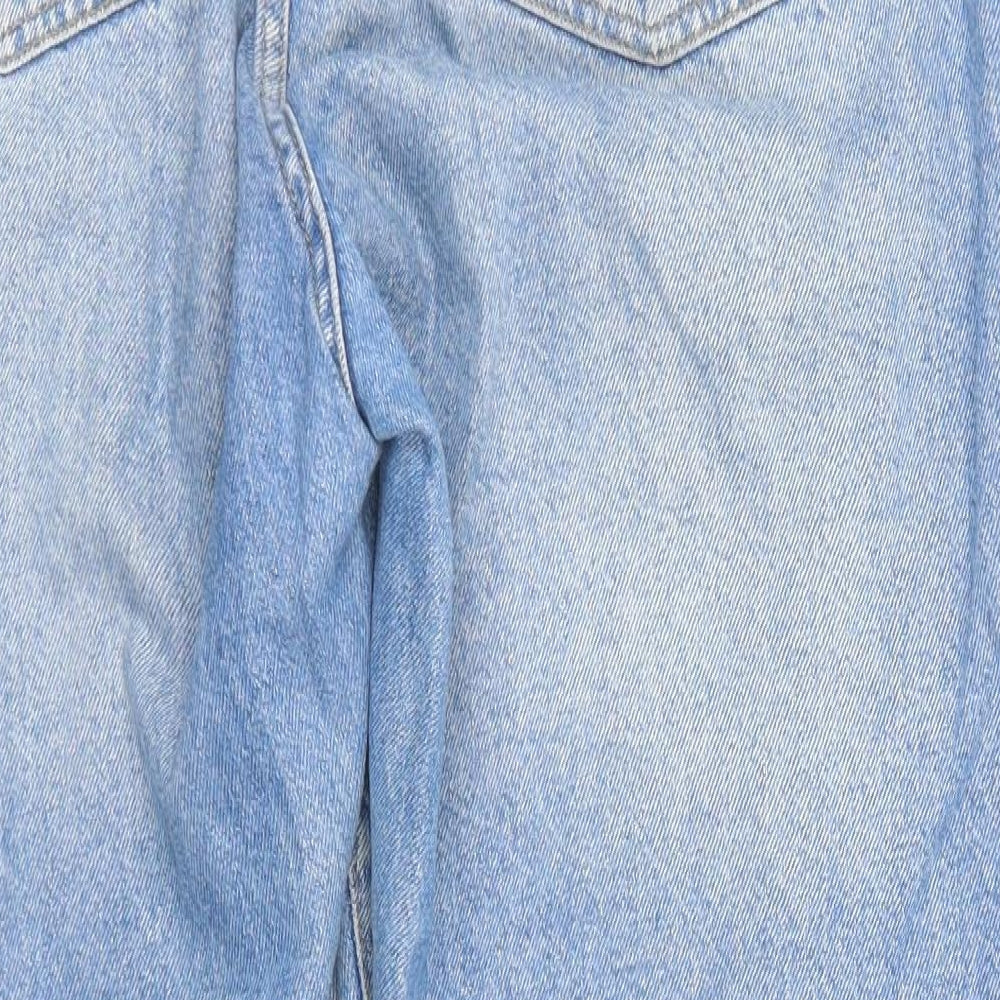 Bershka Womens Blue  Cotton Straight Jeans Size 14 L29 in Regular  - The Baggy