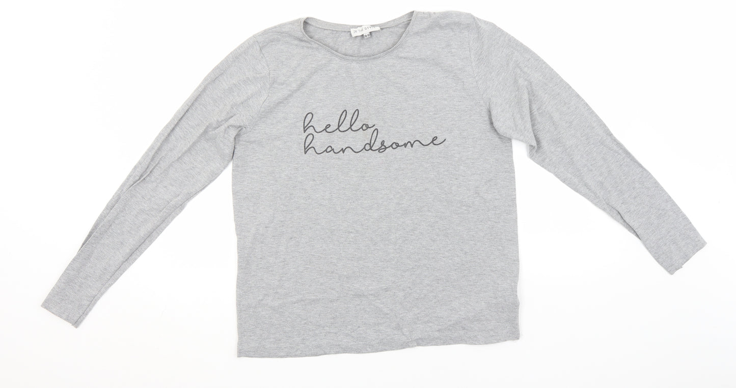 In the Style Womens Grey  Cotton Basic T-Shirt Size 10 Round Neck - Hello Handsome
