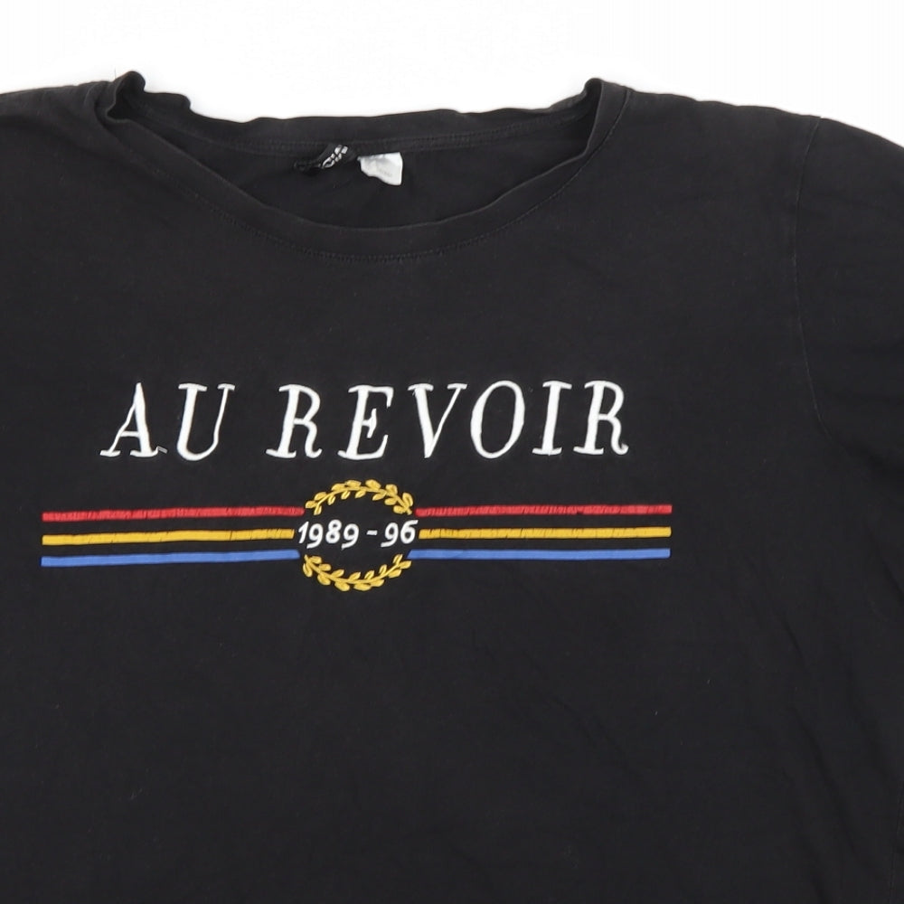 Divided Womens Black   Basic T-Shirt Size L Round Neck - Au Revoir 1989 - 96