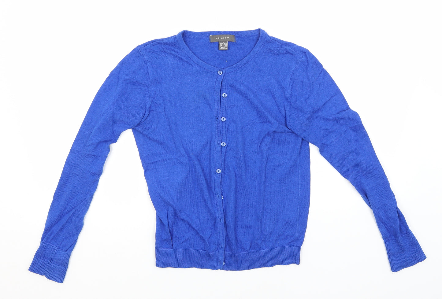 Primark Womens Blue Round Neck  Cotton Cardigan Jumper Size 10