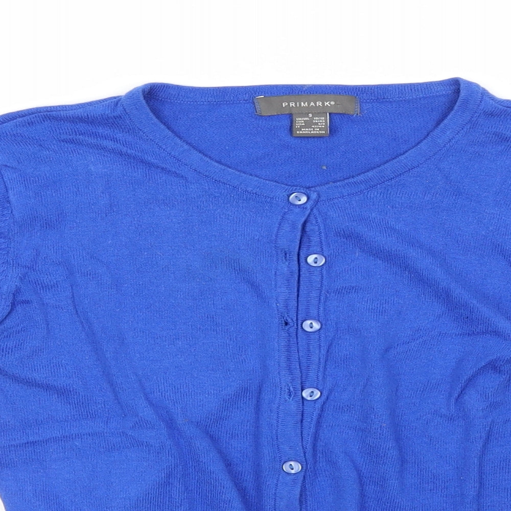 Primark Womens Blue Round Neck  Cotton Cardigan Jumper Size 10