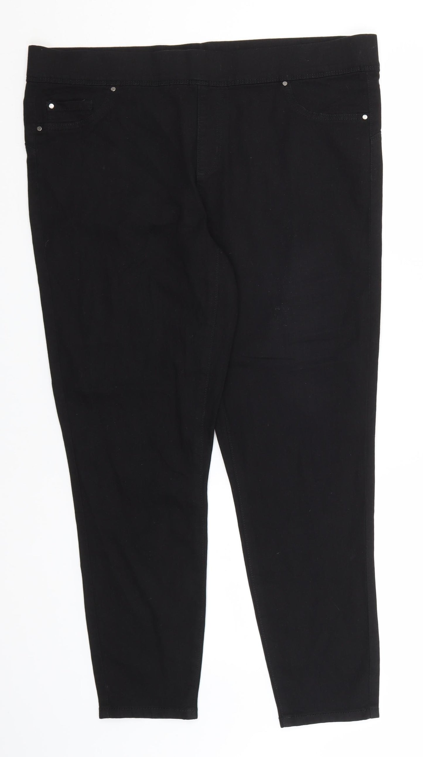 Primark Womens Black  Cotton Cargo Trousers Size 18 L27 in Regular
