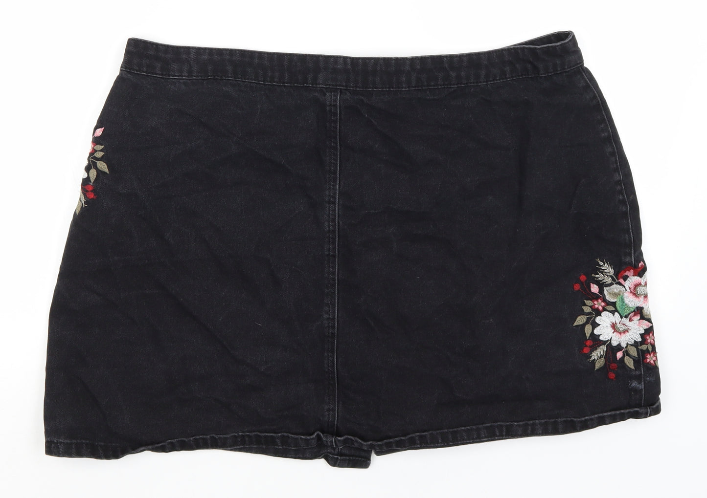 Primark Womens Black Floral Cotton Straight & Pencil Skirt Size 20