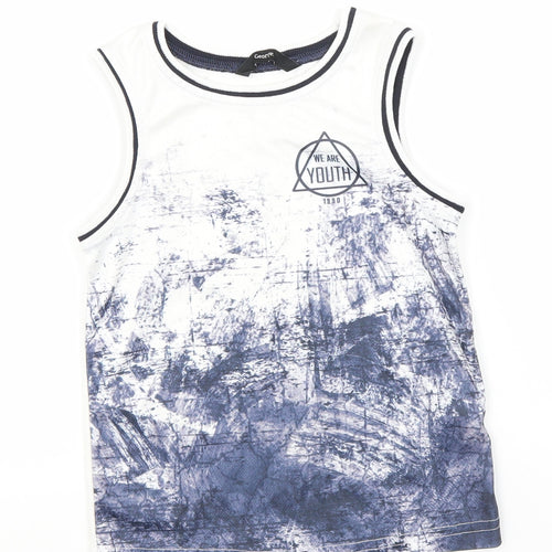 George Boys White  Polyester Basic Tank Size 5-6 Years Round Neck  - We are Youth