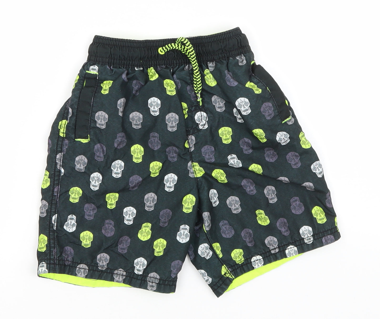 George Boys Black Geometric Polyester Utility Shorts Size 5-6 Years  Regular