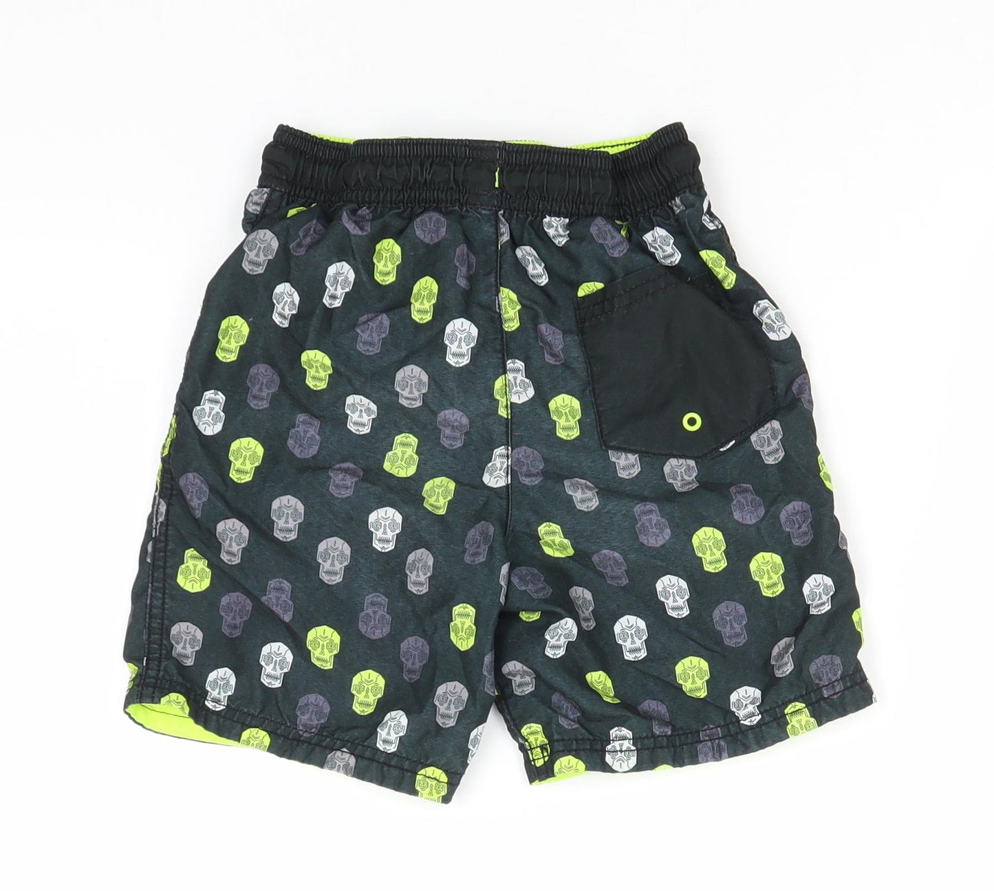 George Boys Black Geometric Polyester Utility Shorts Size 5-6 Years  Regular