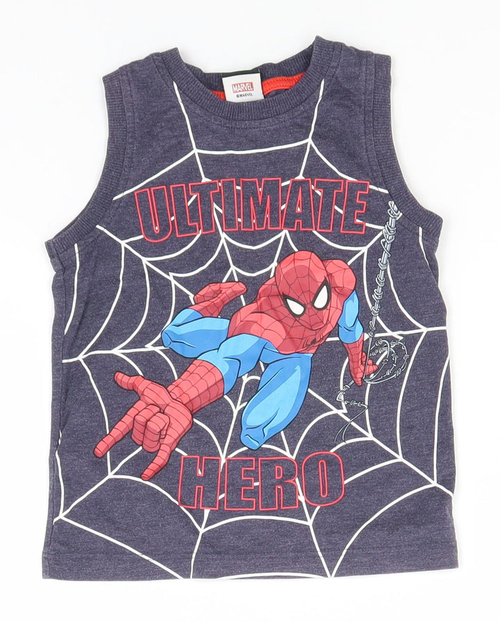 Spiderman Boys Grey  Polyester Basic Tank Size 2-3 Years Round Neck  - Spiderman