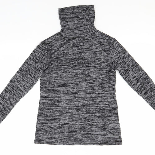 Lottie Womens Grey Roll Neck Striped Viscose Pullover Jumper Size 8