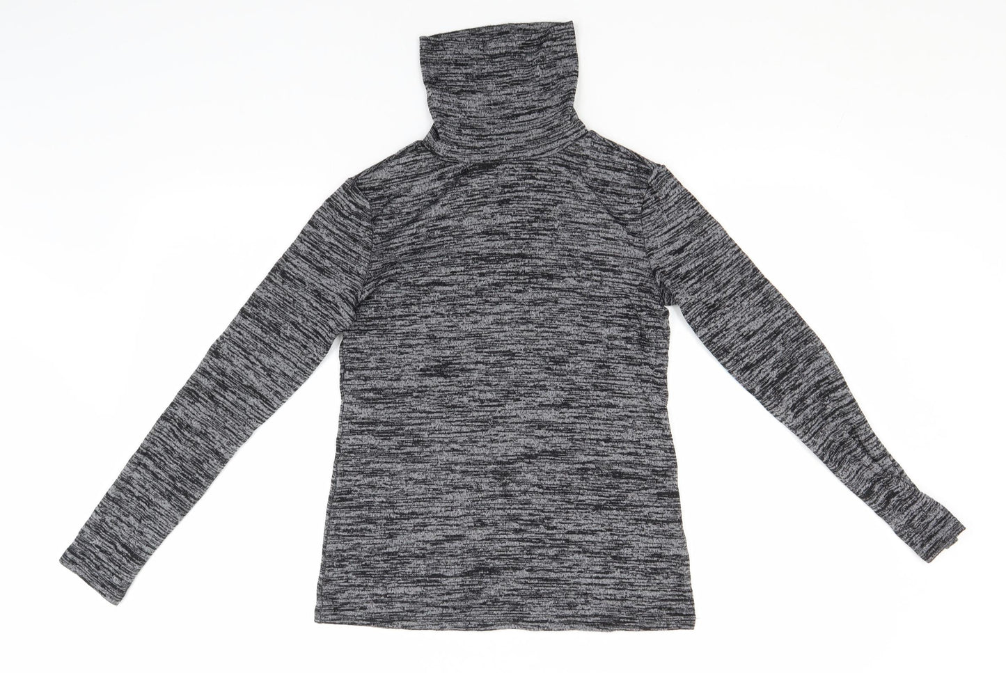 Lottie Womens Grey Roll Neck Striped Viscose Pullover Jumper Size 8