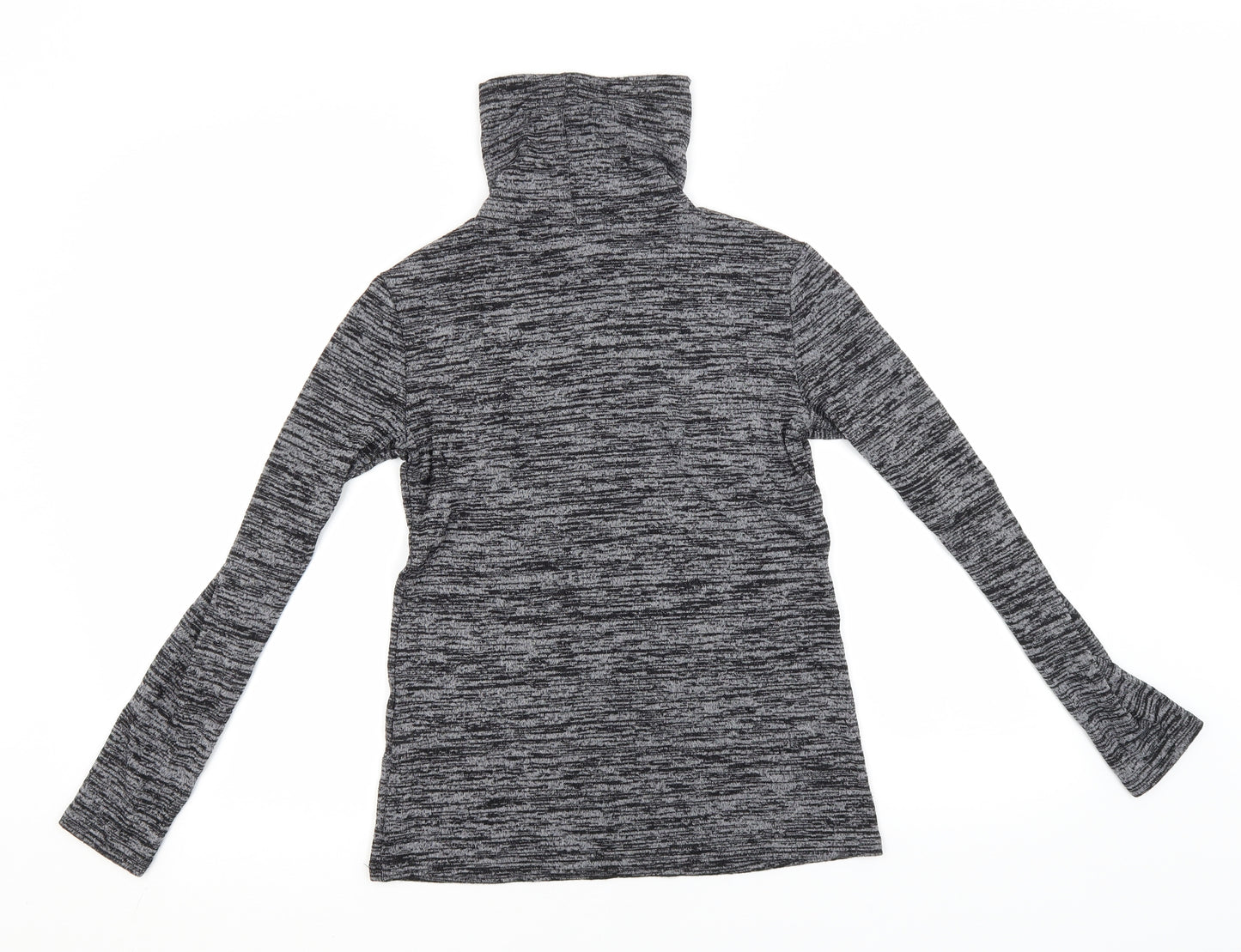 Lottie Womens Grey Roll Neck Striped Viscose Pullover Jumper Size 8
