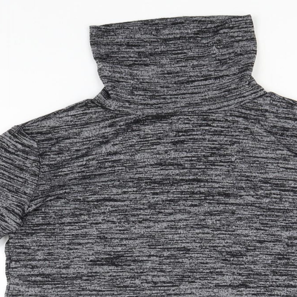 Lottie Womens Grey Roll Neck Striped Viscose Pullover Jumper Size 8
