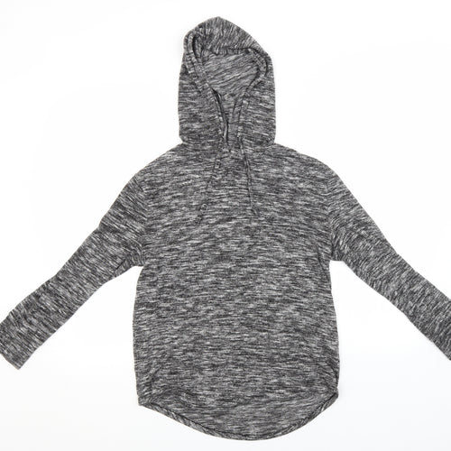 Matalan Womens Grey Striped Viscose Pullover Hoodie Size XS