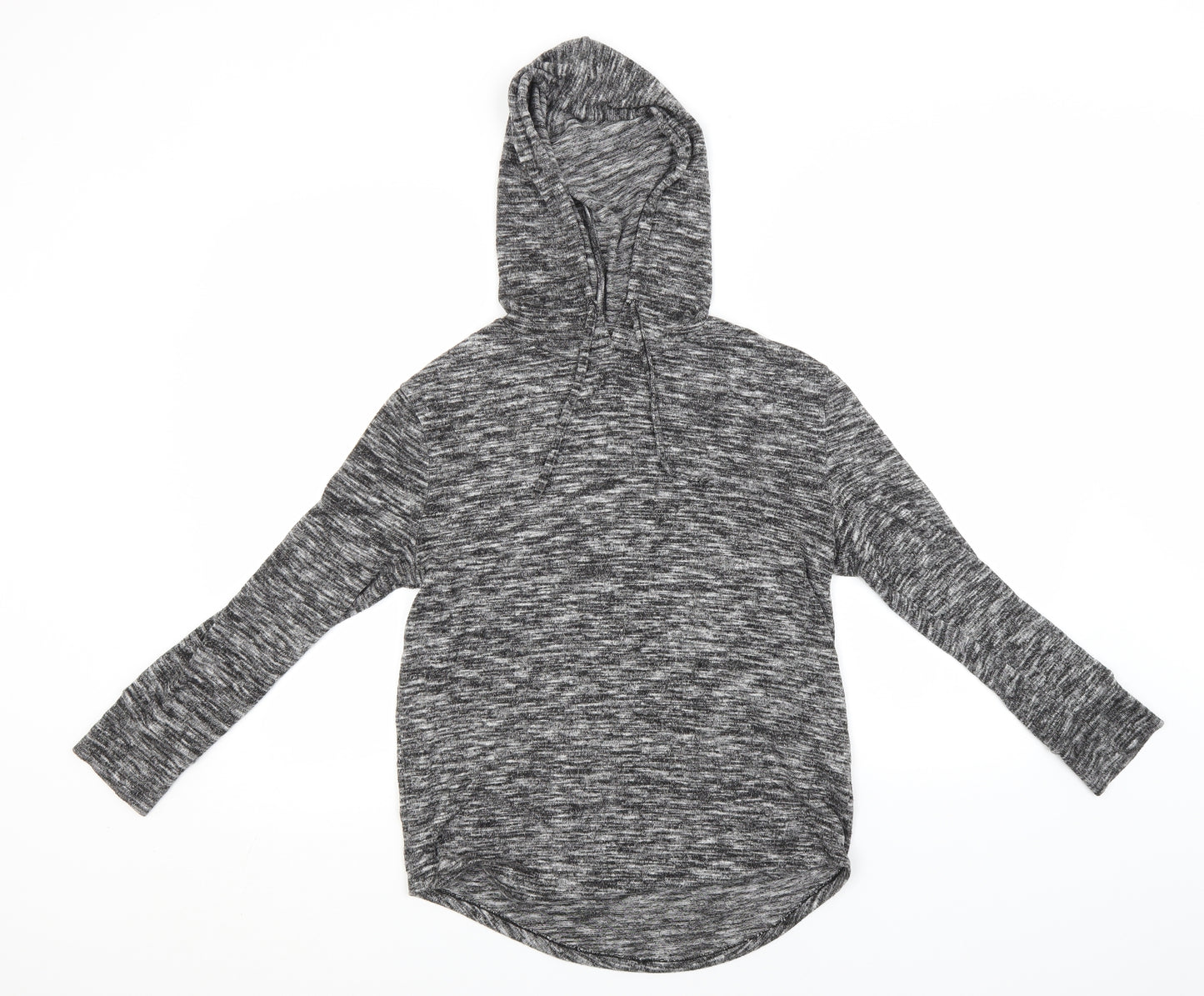 Matalan Womens Grey Striped Viscose Pullover Hoodie Size XS