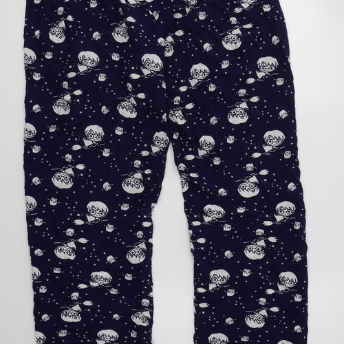 Primark Womens Blue Geometric Polyester  Pyjama Pants Size M   - Harry Potter