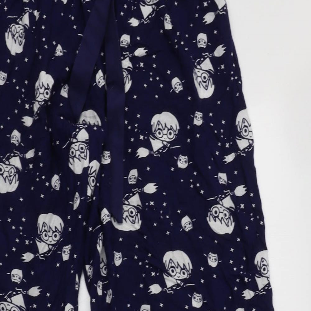 Primark Womens Blue Geometric Polyester  Pyjama Pants Size M   - Harry Potter