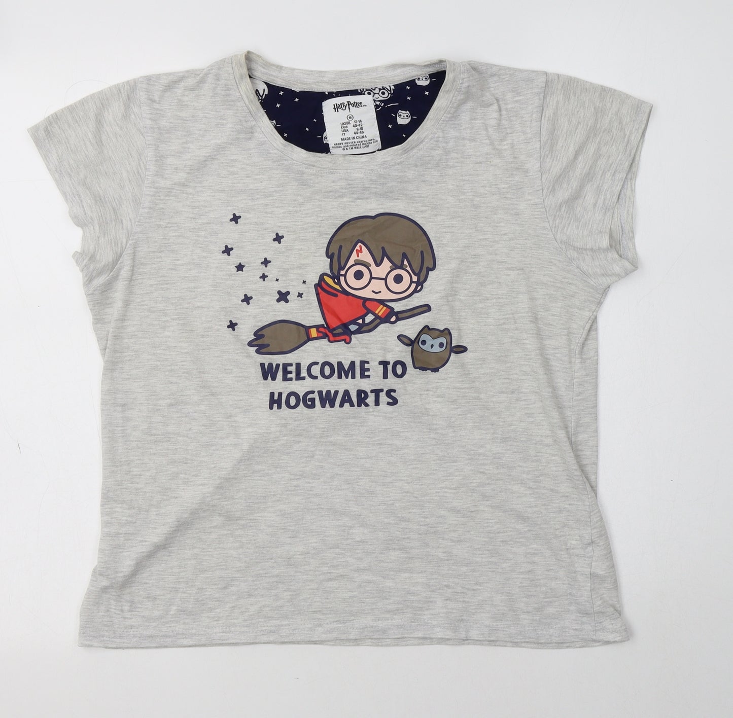 Primark Womens Grey  Polyester Top Pyjama Top Size M   - Harry Potter