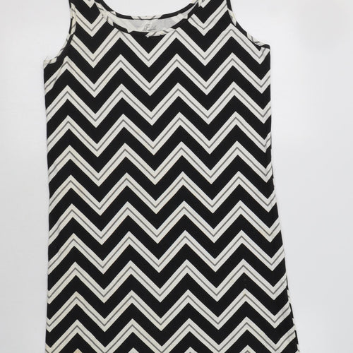 Peacocs Womens Black Geometric Cotton Tank Dress  Size 16
