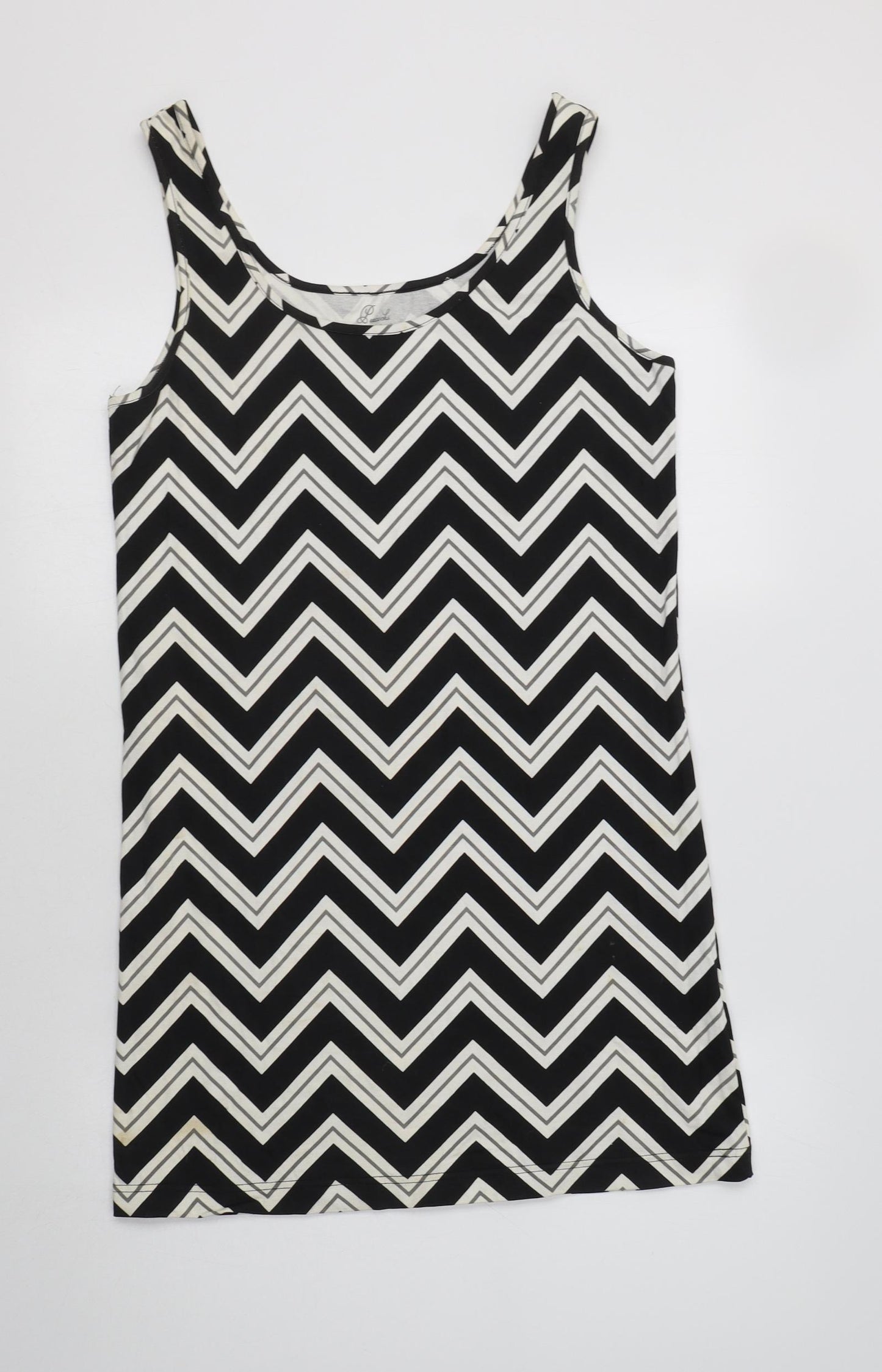 Peacocs Womens Black Geometric Cotton Tank Dress  Size 16
