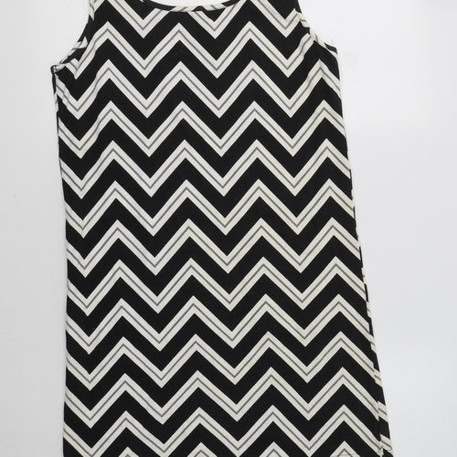 Peacocs Womens Black Geometric Cotton Tank Dress  Size 16