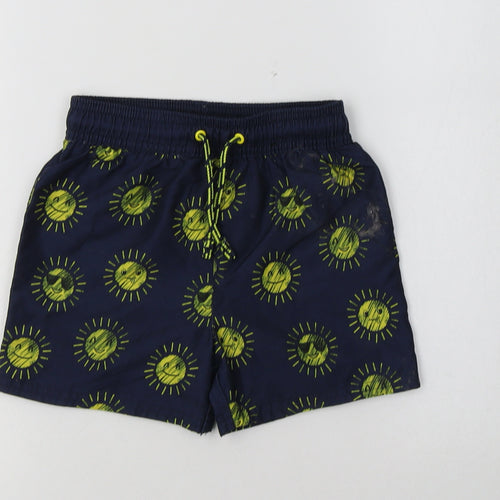 George Boys Blue Geometric Polyester Bermuda Shorts Size 3-4 Years  Regular  - Sun Print