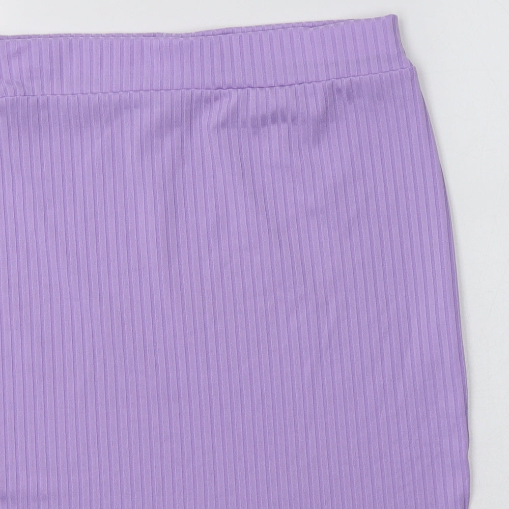Preworn Womens Purple  Polyester Mini Skirt Size 12
